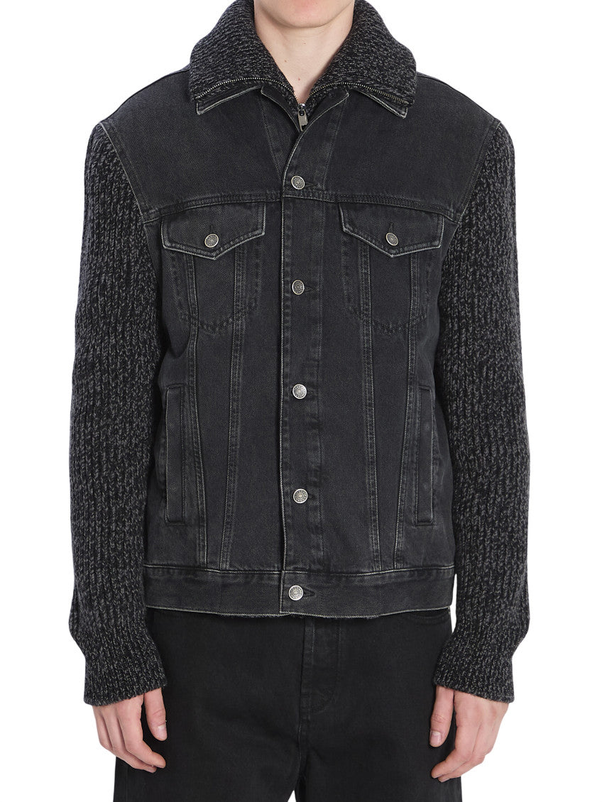 Black Shirt Collar Denim Jacket 1
