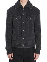 Black Shirt Collar Denim Jacket 1