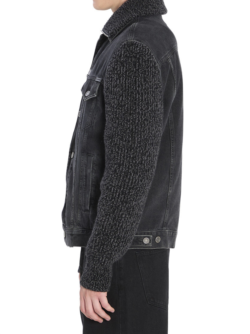Black Shirt Collar Denim Jacket 2