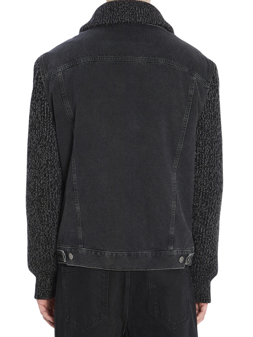 Black Shirt Collar Denim Jacket 3