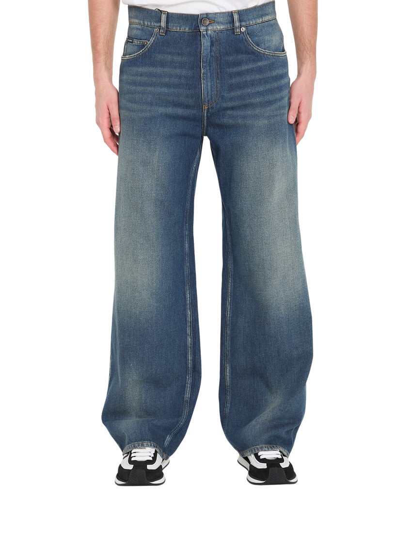 Blue Loose Mid Rise Jeans 1