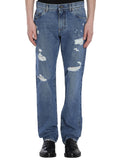 Blue Distressed Mid Rise Jeans 1
