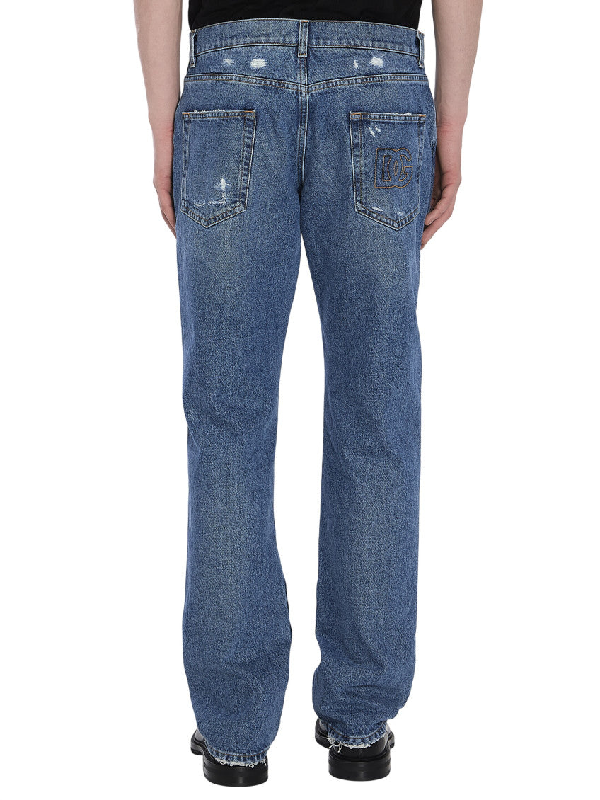 Blue Distressed Mid Rise Jeans 3