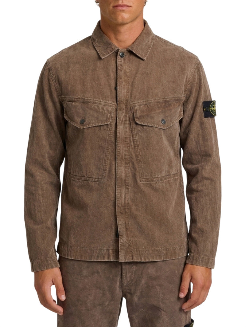 Brown Textured Overshirt 1