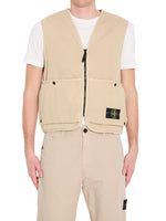 Beige V Neck Sleeveless Jacket 1