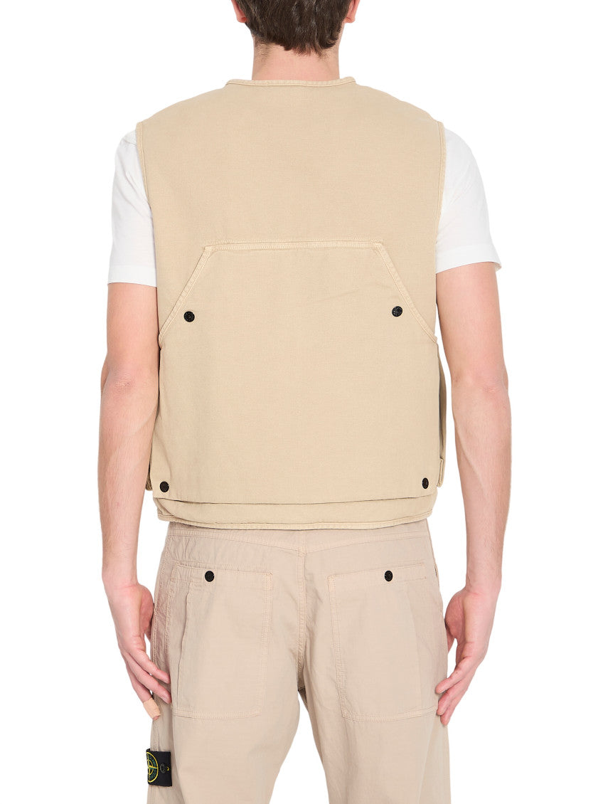Beige V Neck Sleeveless Jacket 3