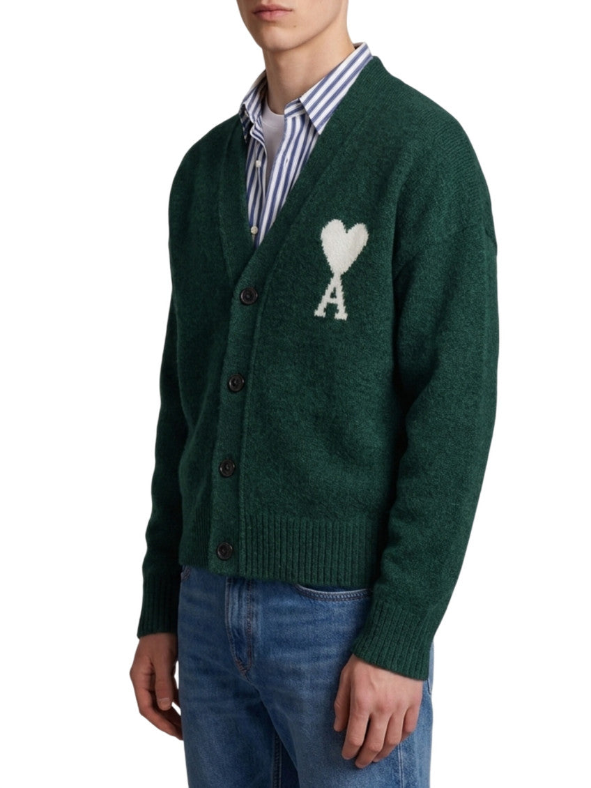 Green V Neck Cardigan 2