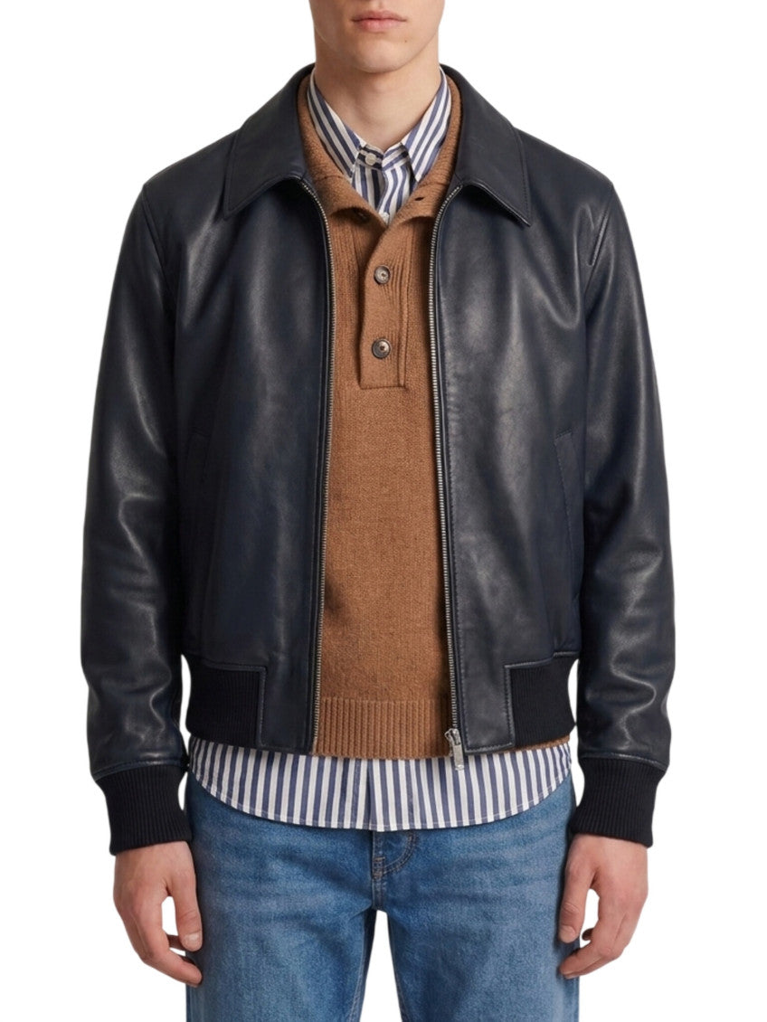 Black Solid Leather Jacket 1