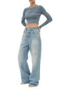 Blue Flared High Rise Jeans 1