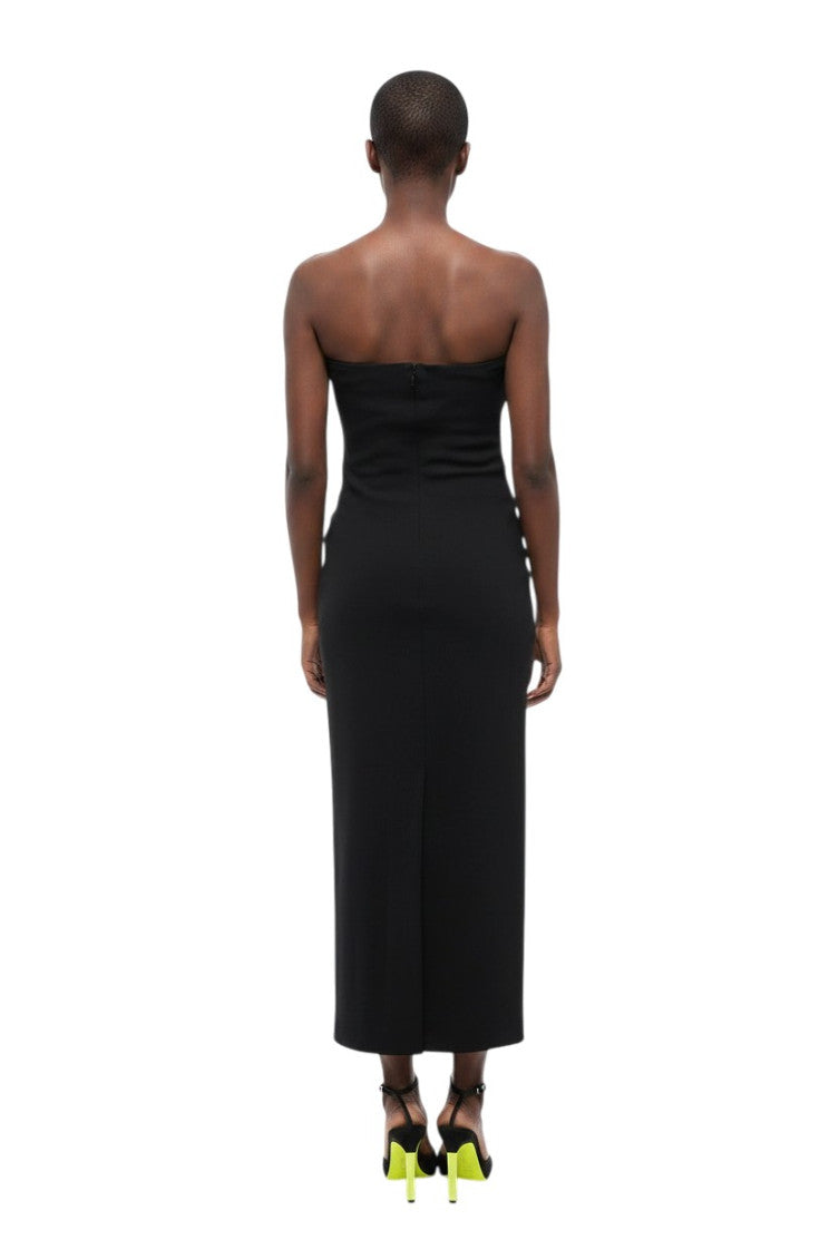 Black V Neck Midi Dress 2