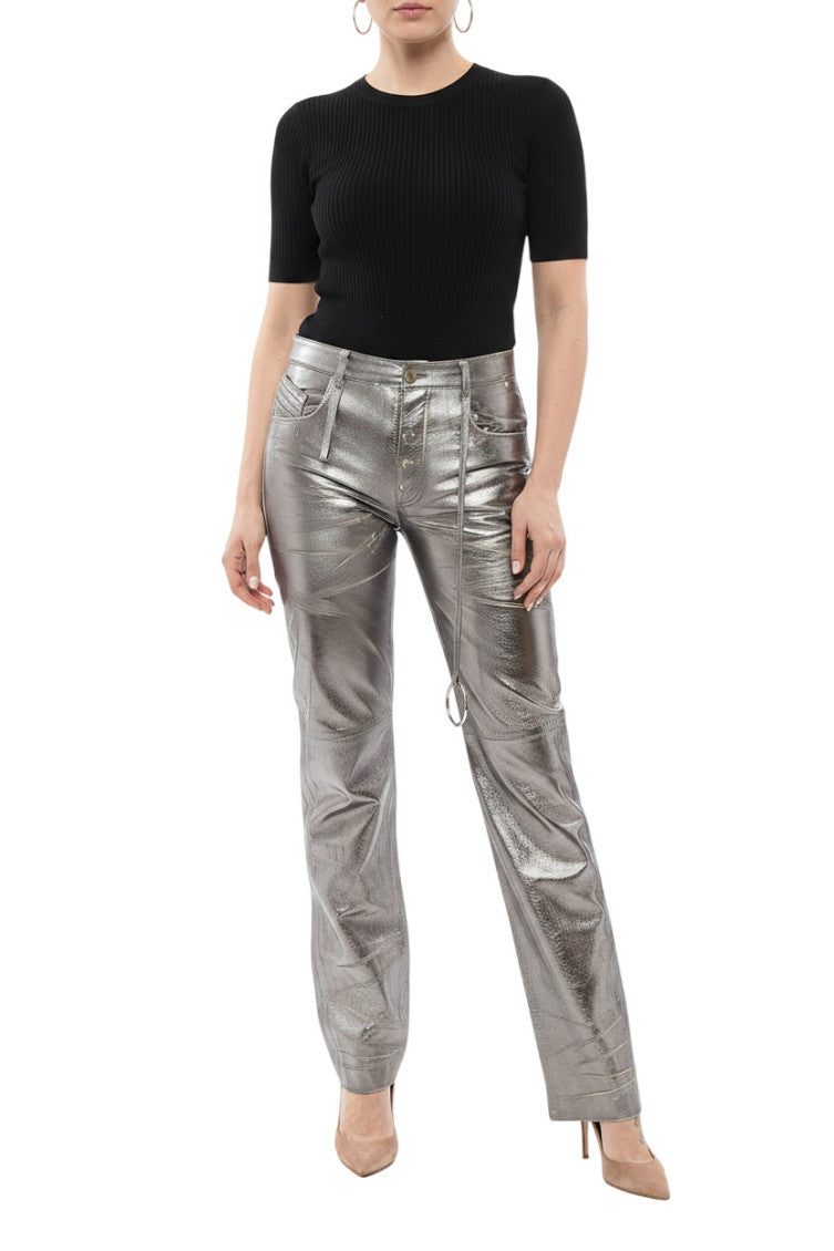 Silver Flat Front Pants 1