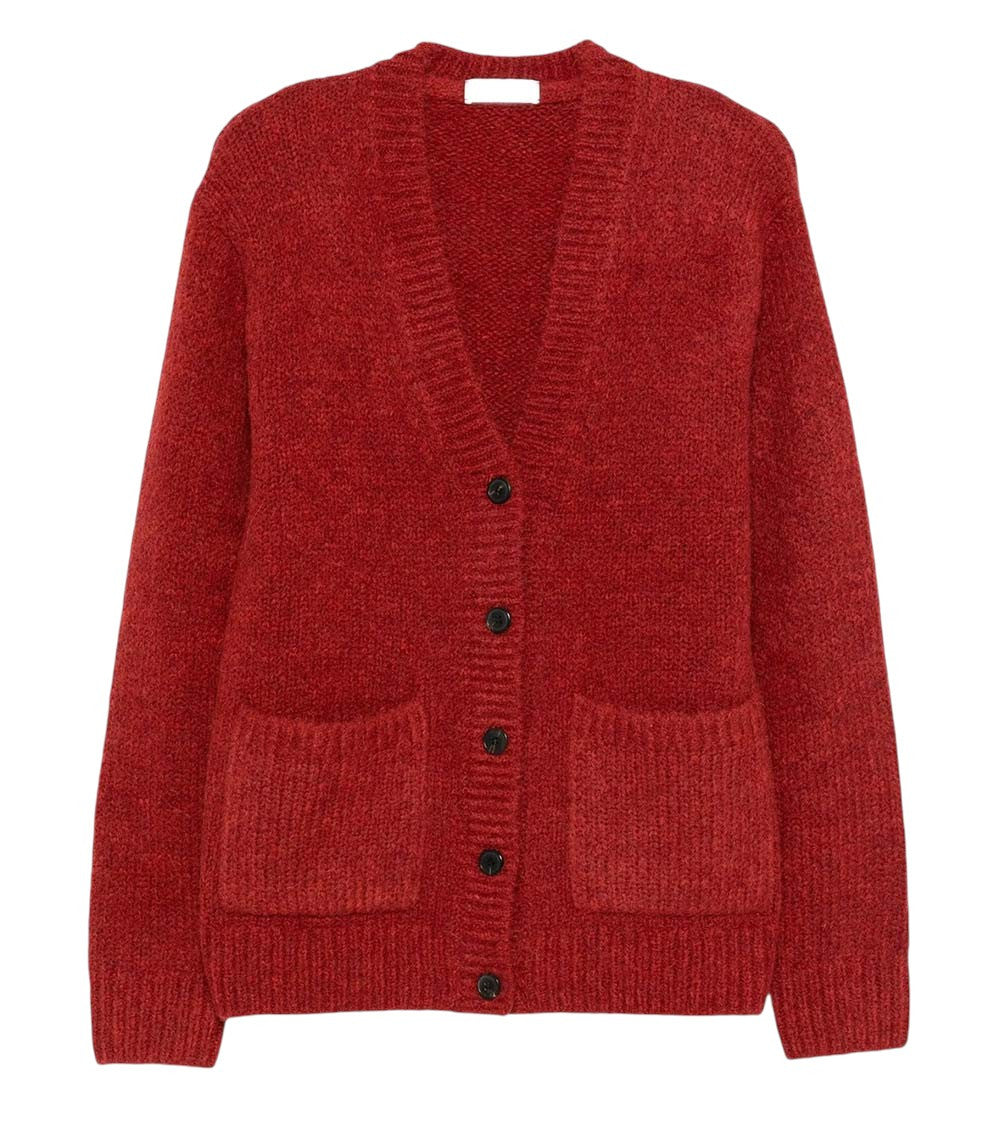 Red V Neck Cardigan 1