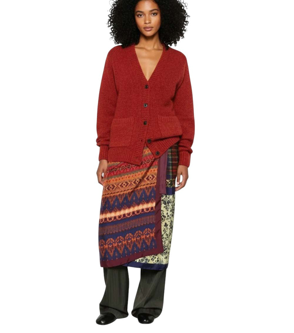 Red V Neck Cardigan 2