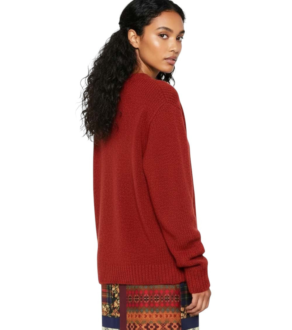 Red V Neck Cardigan 3