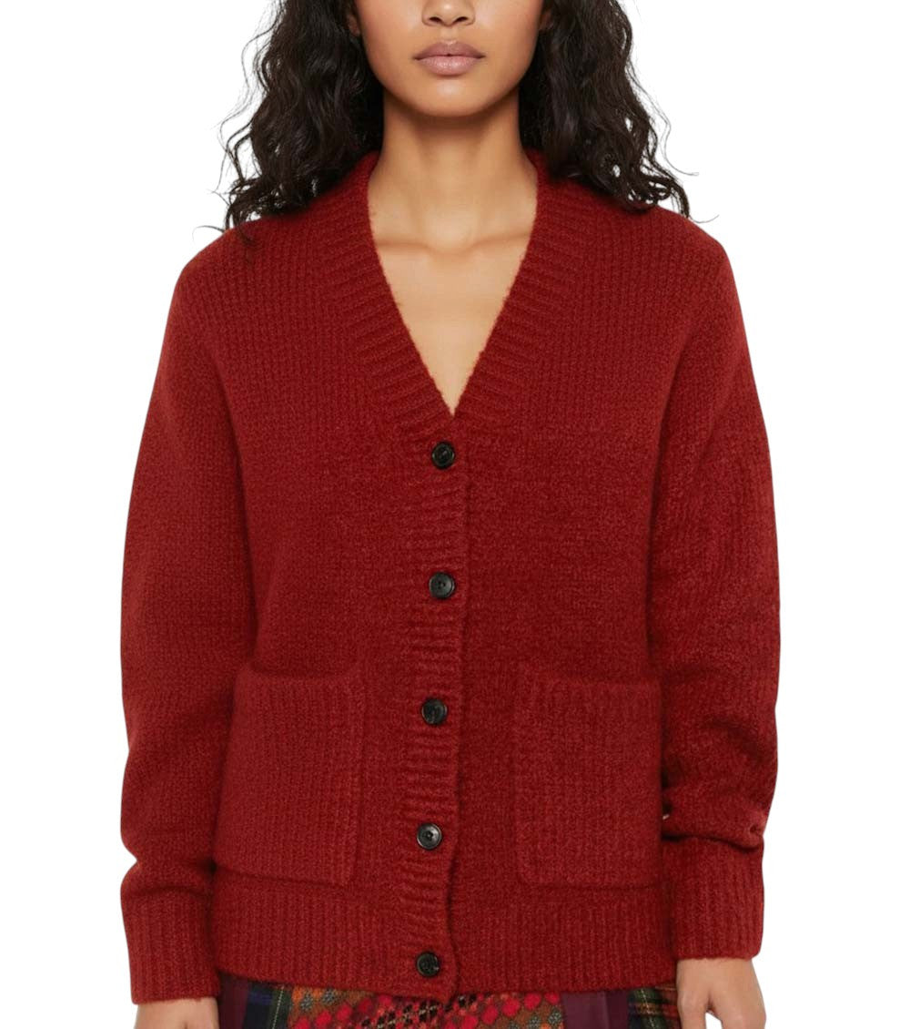 Red V Neck Cardigan 4