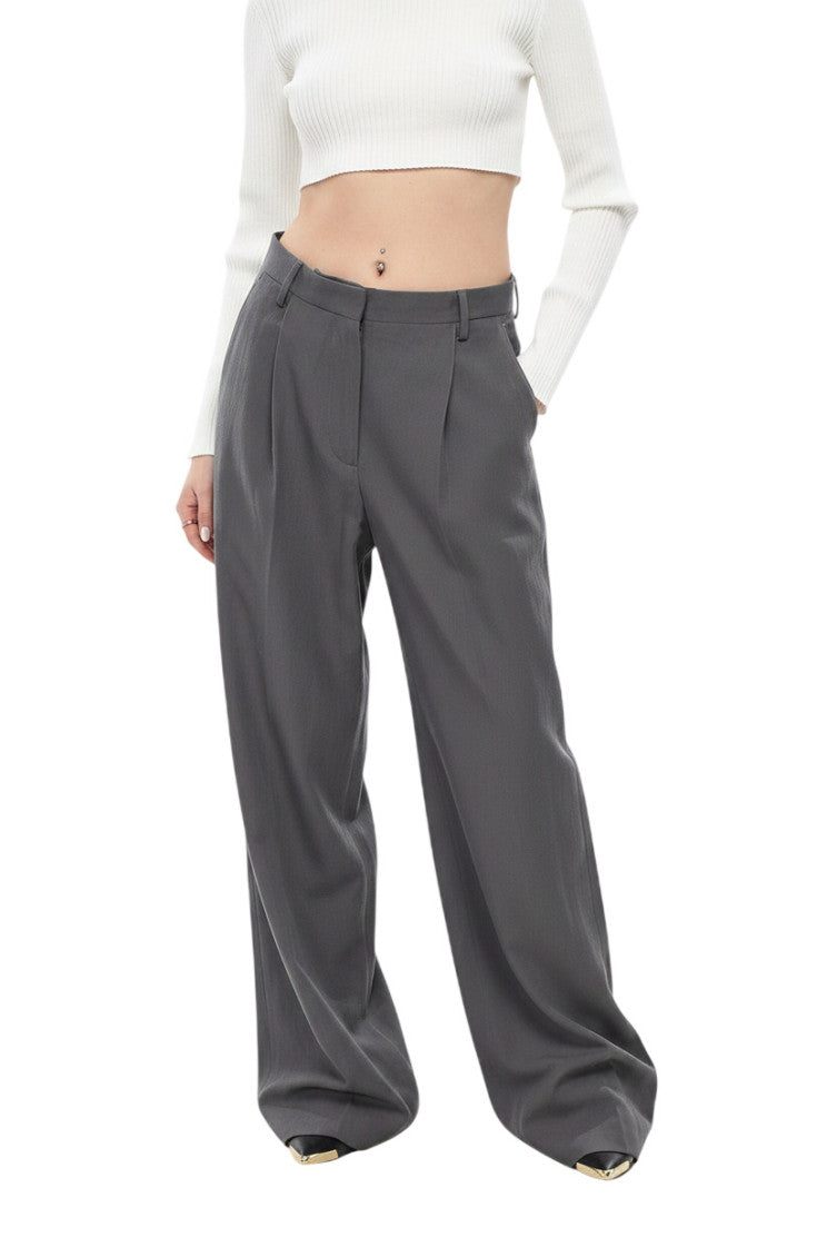 Grey Loose Pleated Pants 1