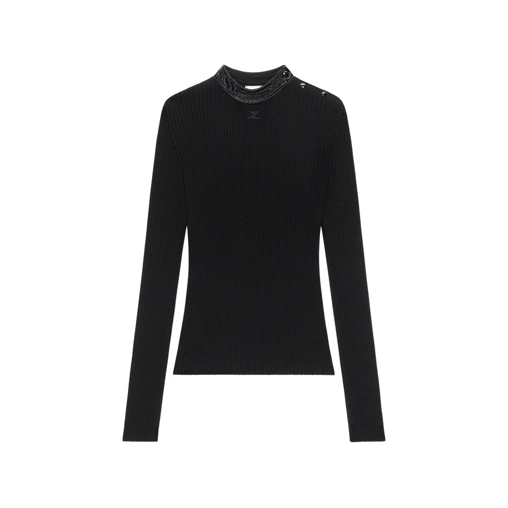 Black Mock Collar Sweater 1