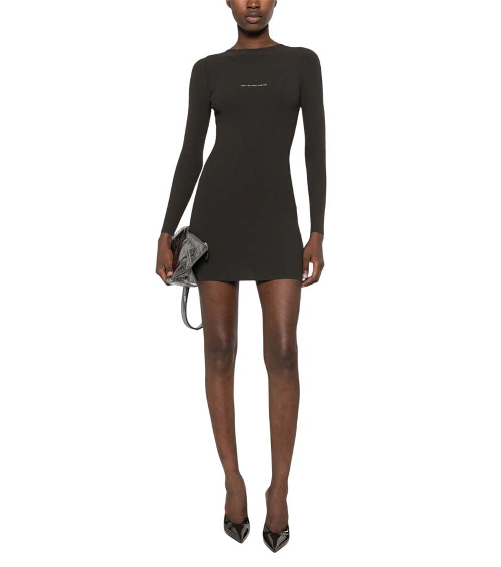 Brown Logo Boat Neck Mini Dress 1