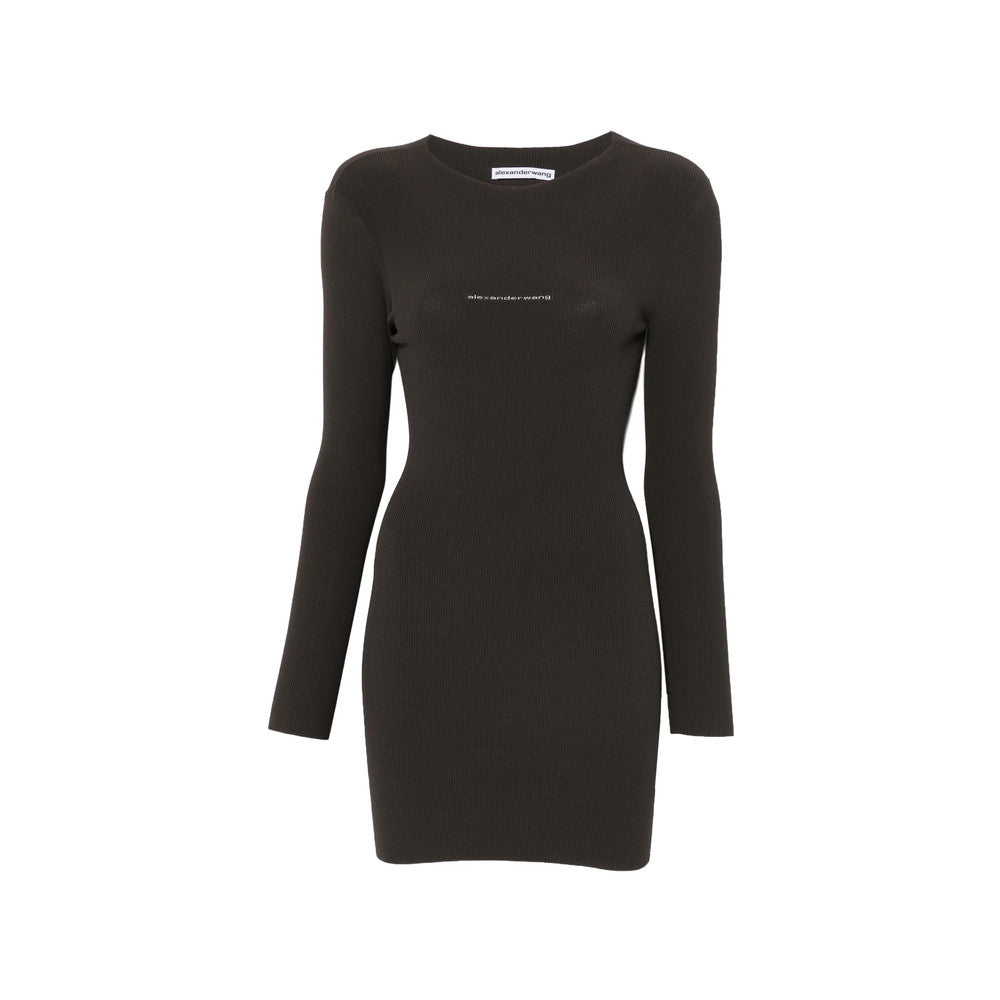 Brown Logo Boat Neck Mini Dress 3