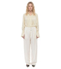 White Loose Pleated Pants 1