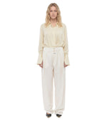 White Loose Pleated Pants 1