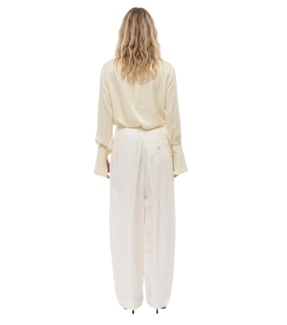 White Loose Pleated Pants 2