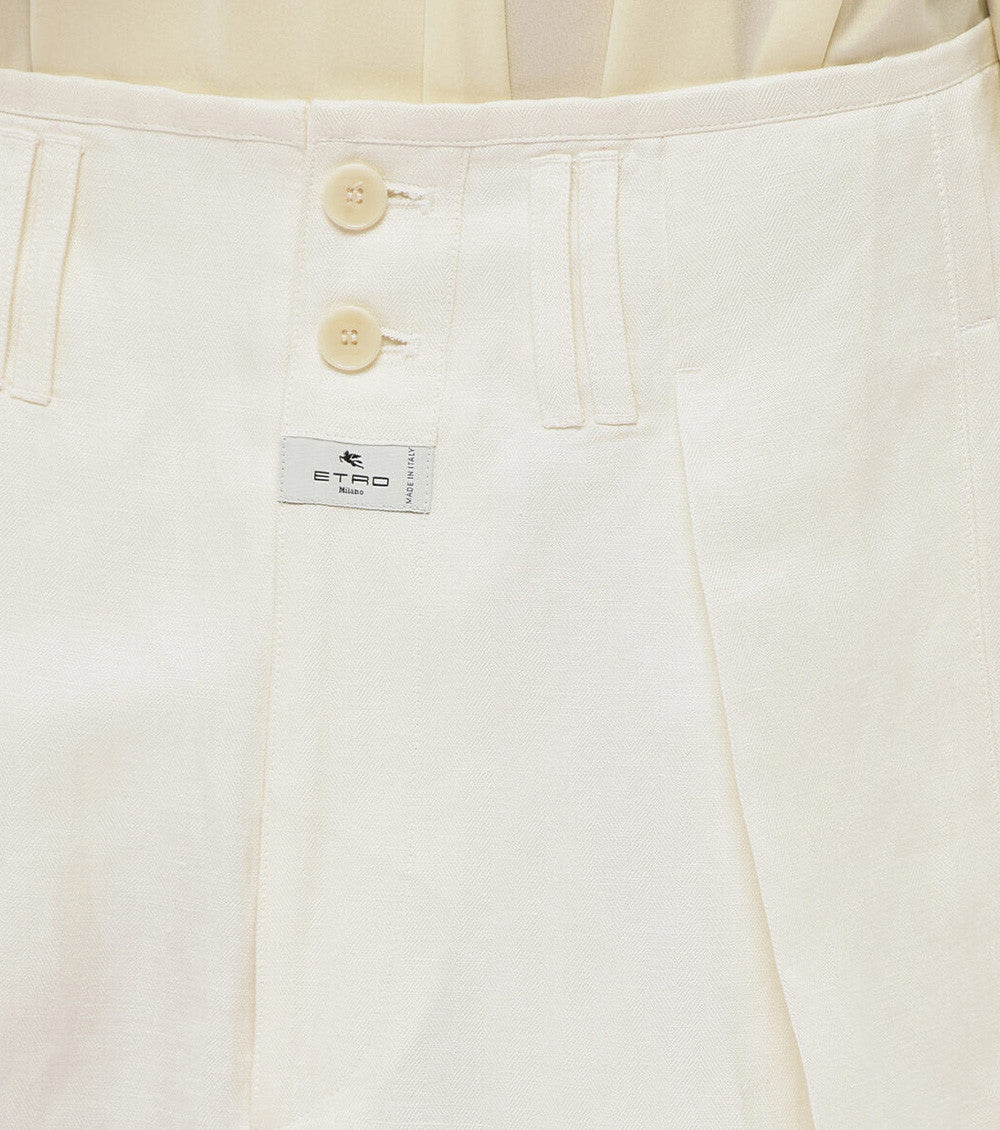 White Loose Pleated Pants 3