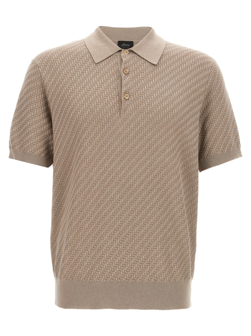 Beige Knitted polo shirt 1