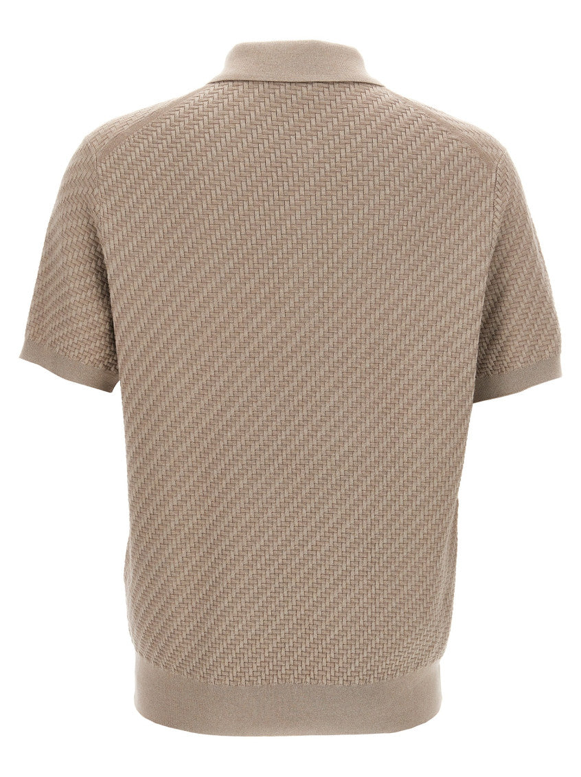 Beige Knitted polo shirt 2