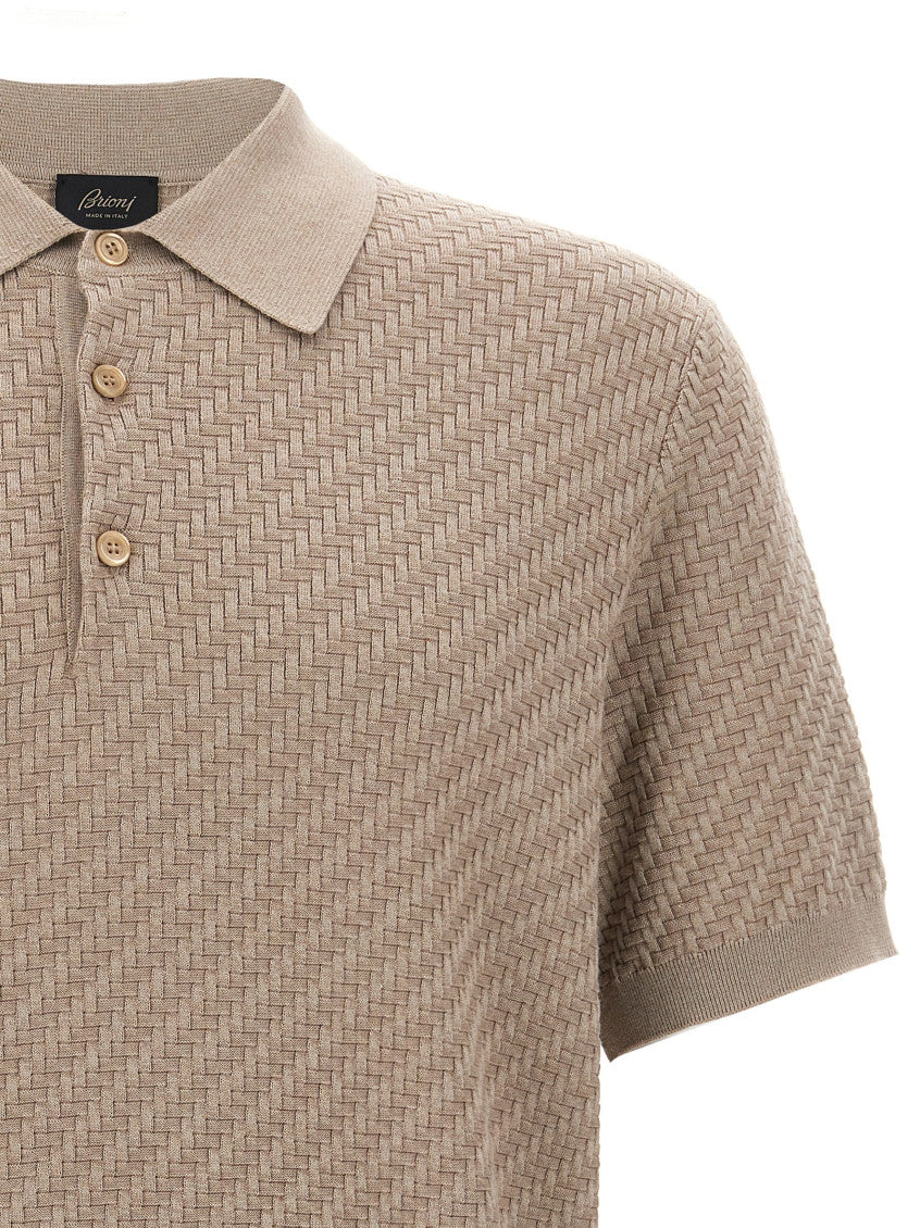 Beige Knitted polo shirt 3