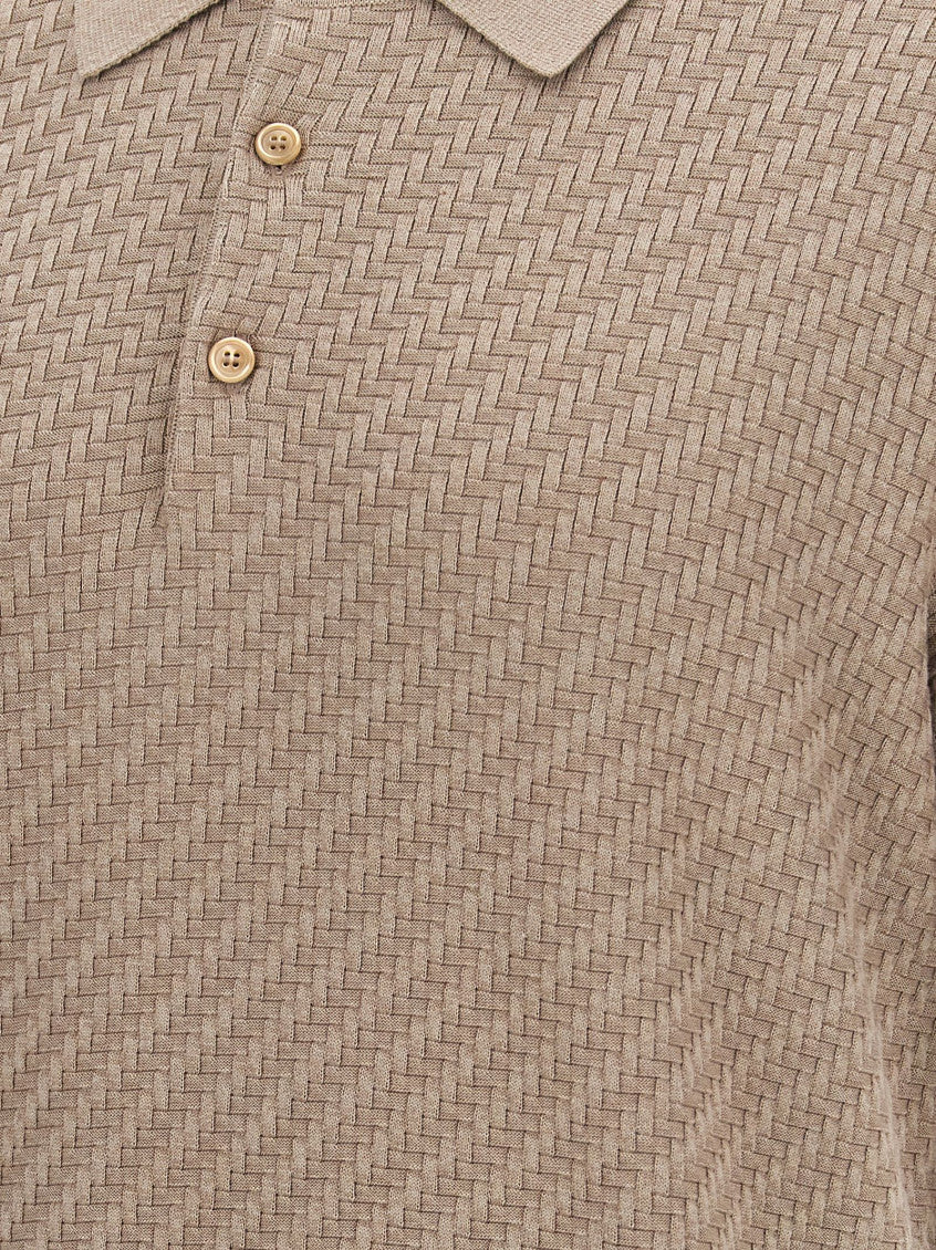 Beige Knitted polo shirt 4