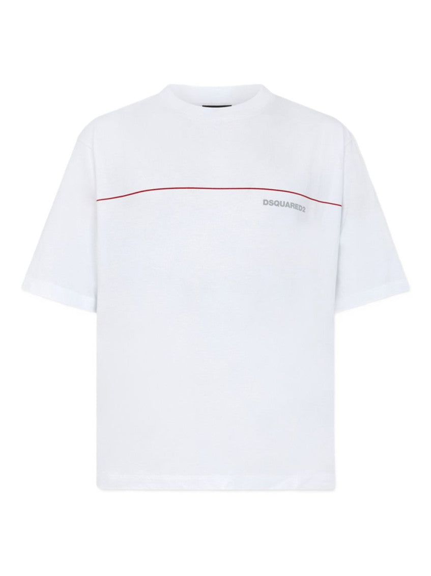 White Crewneck Logo Print T-Shirt 1