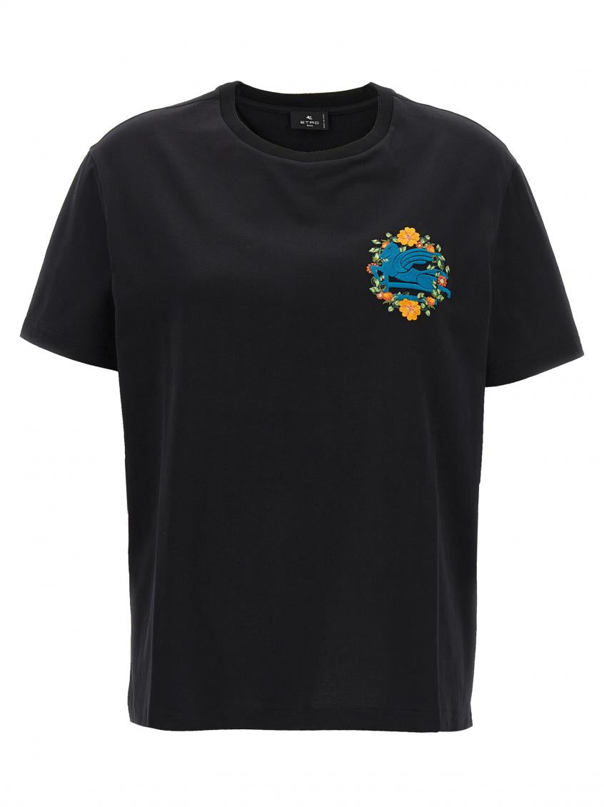 Black Logo embroidery t-shirt 2