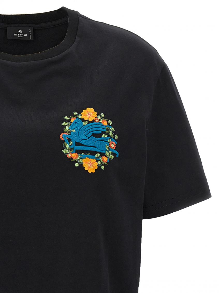 Black Logo embroidery t-shirt 4