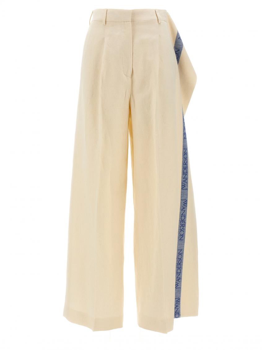 Beige Logo band panel pants 2
