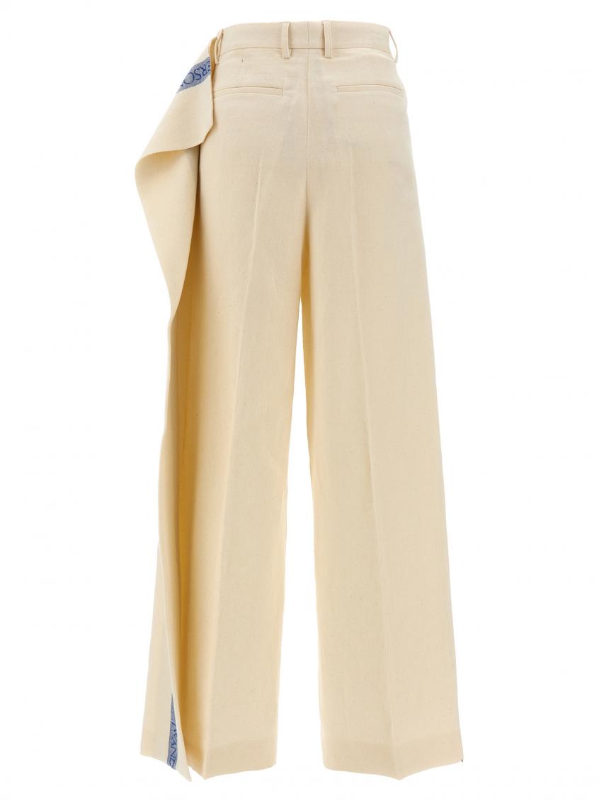 Beige Logo band panel pants 3