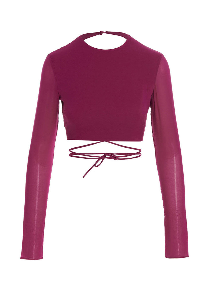 Fuchsia Cropped georgette top 1