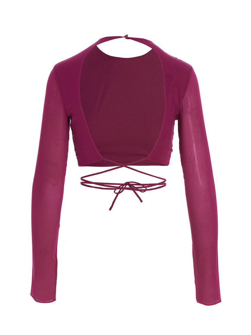 Fuchsia Cropped georgette top 2