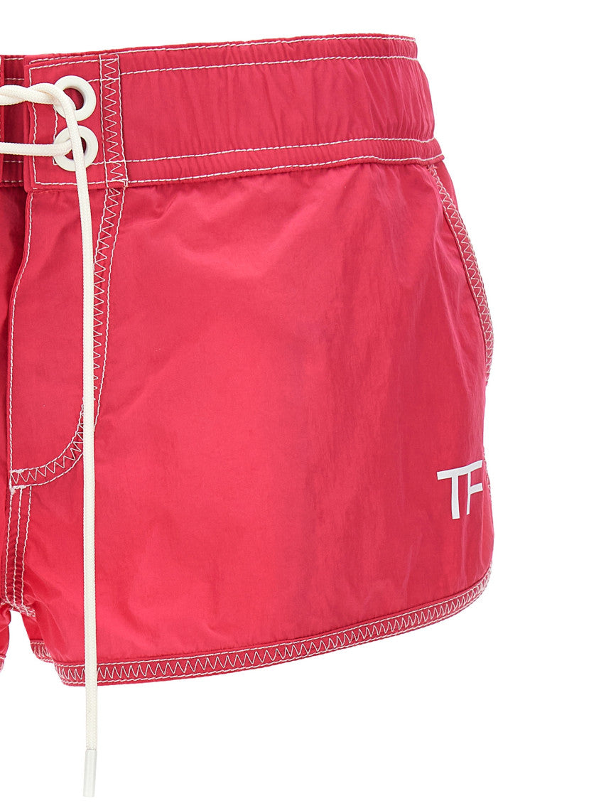 Fuchsia Logo nylon shorts 3