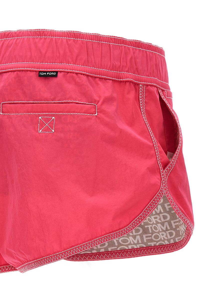Fuchsia Logo nylon shorts 4