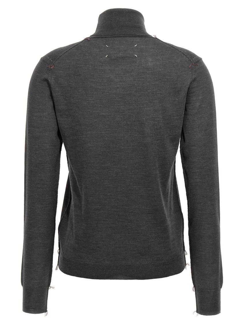 Grey Stitching wool turtleneck sweater 2
