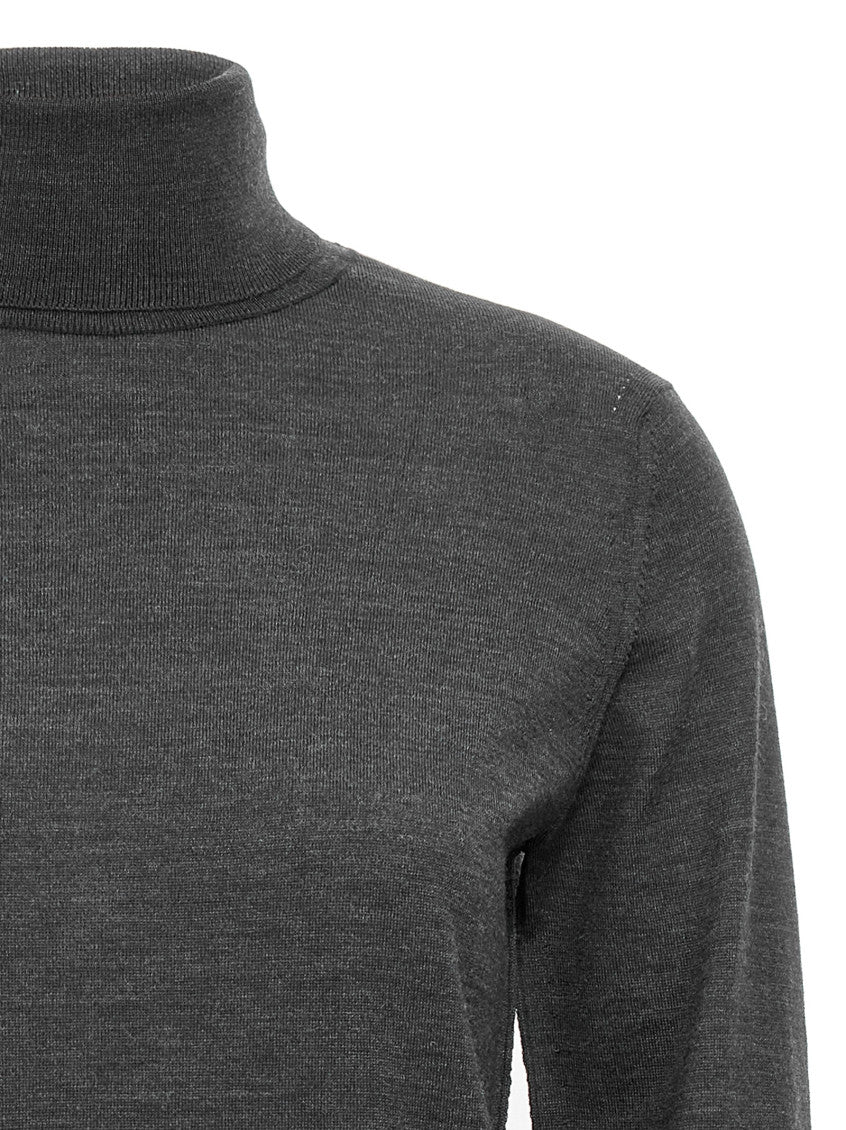 Grey Stitching wool turtleneck sweater 3