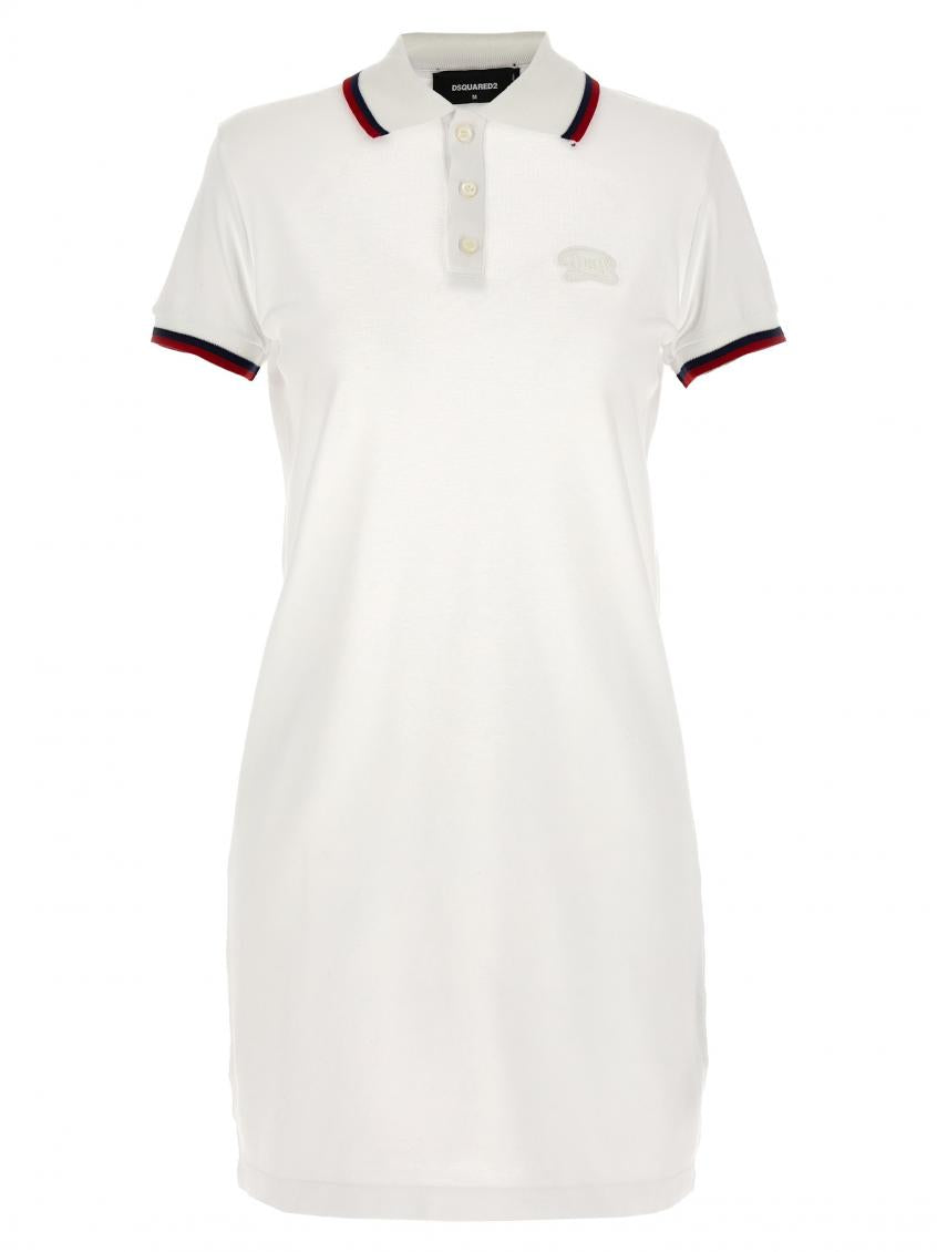 White Maxi cut out polo dress 2