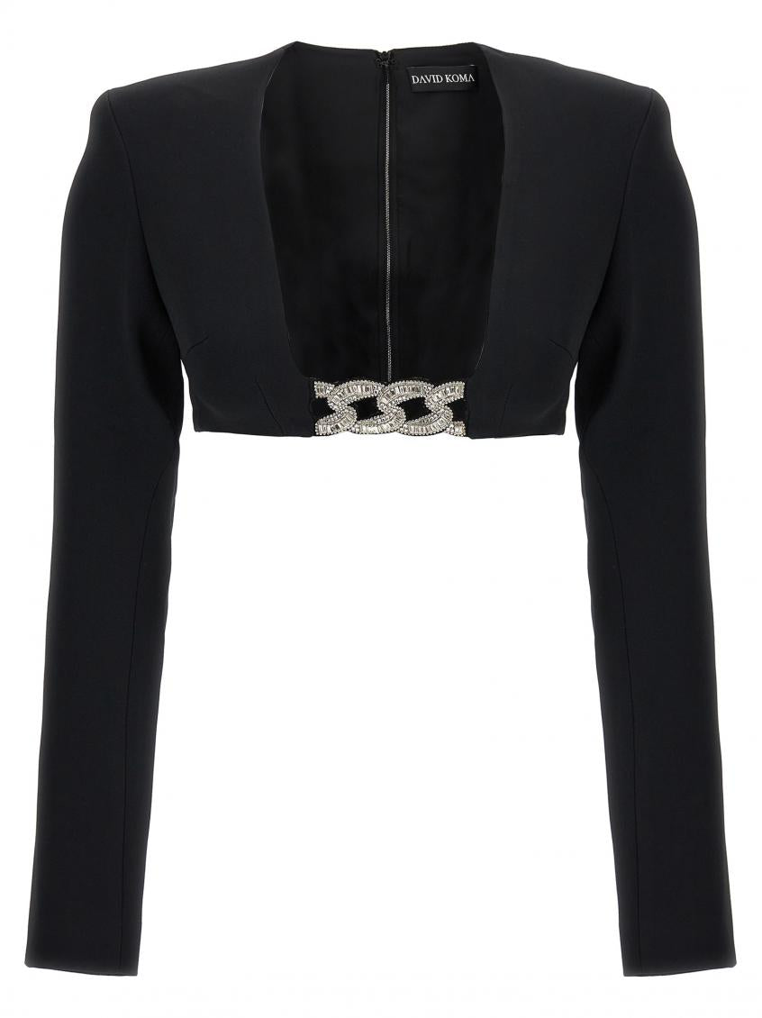 Black Top 3D Crystsal Chain and Square Neck  2