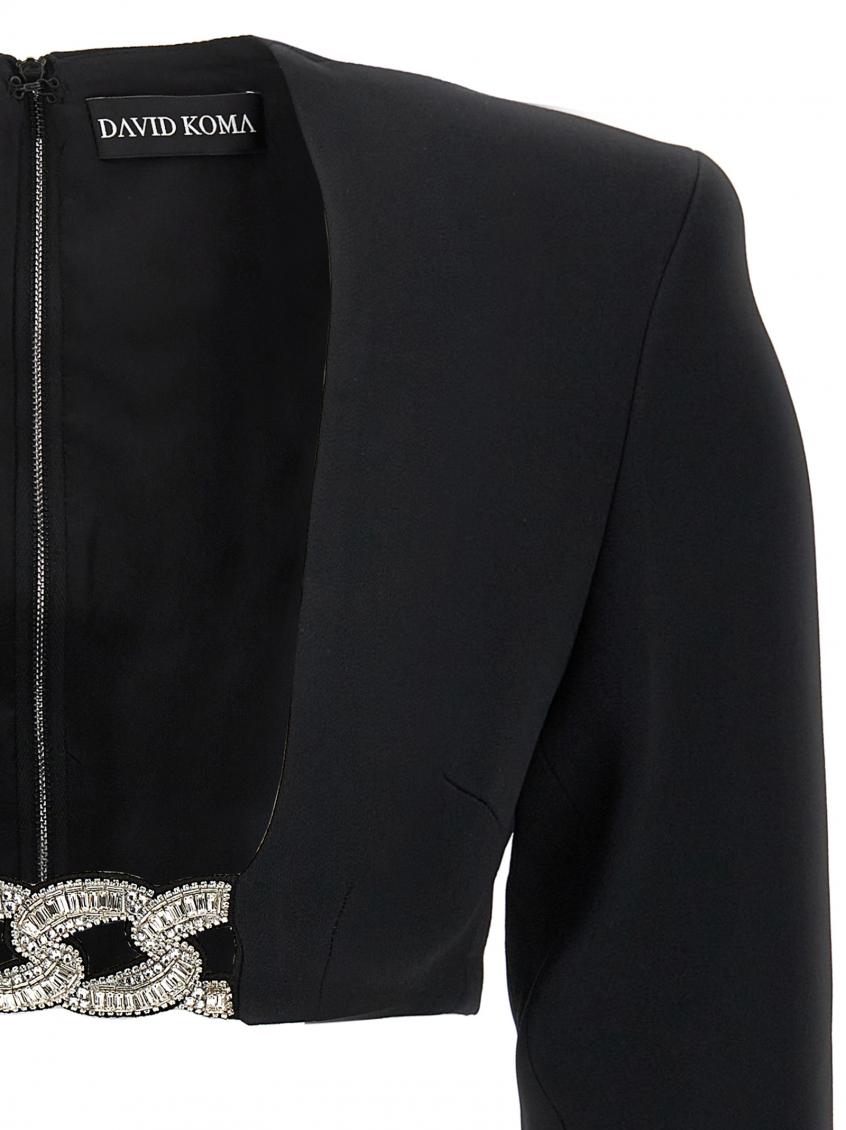 Black Top 3D Crystsal Chain and Square Neck  4