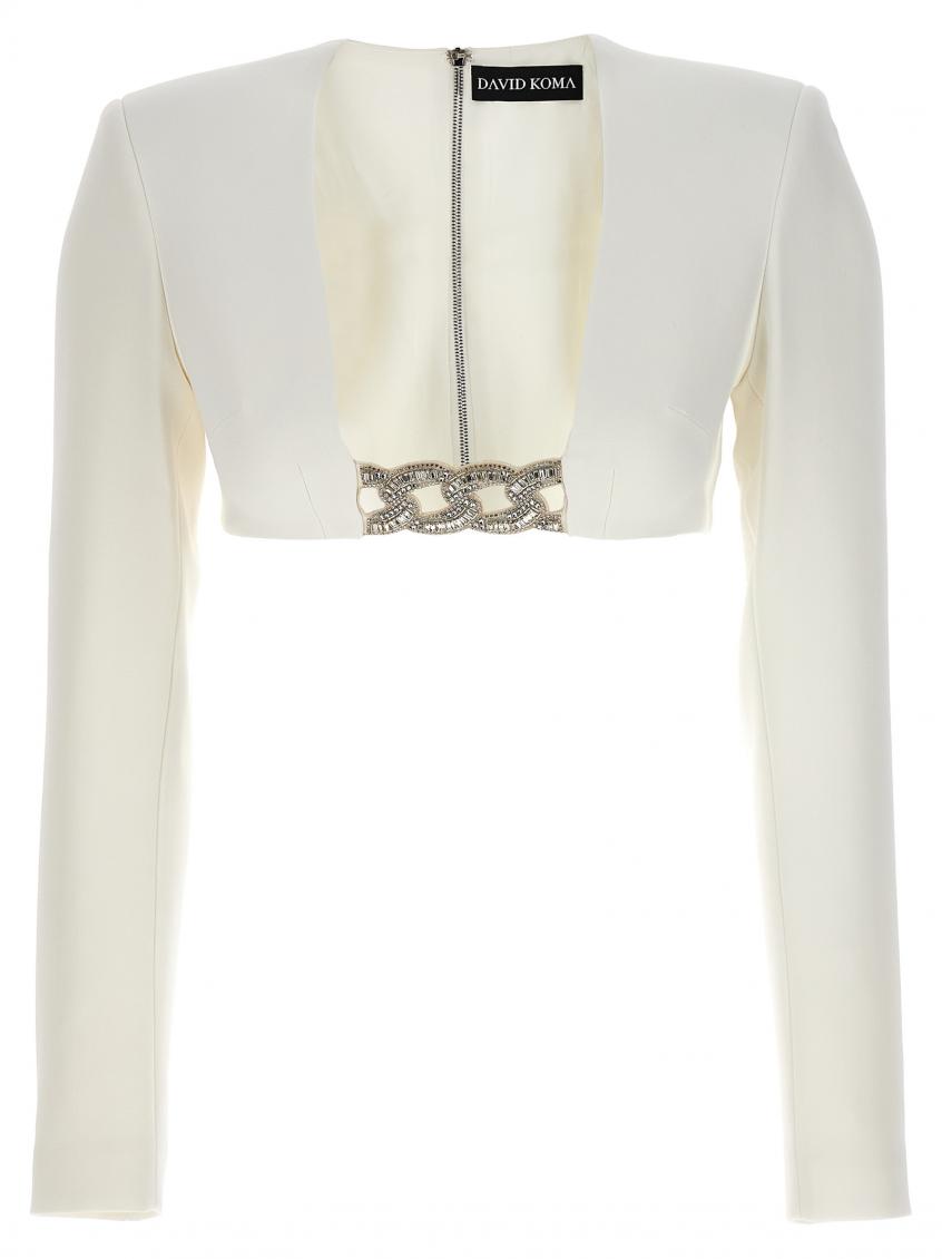 White Top 3D Crystsal Chain and Square Neck 2