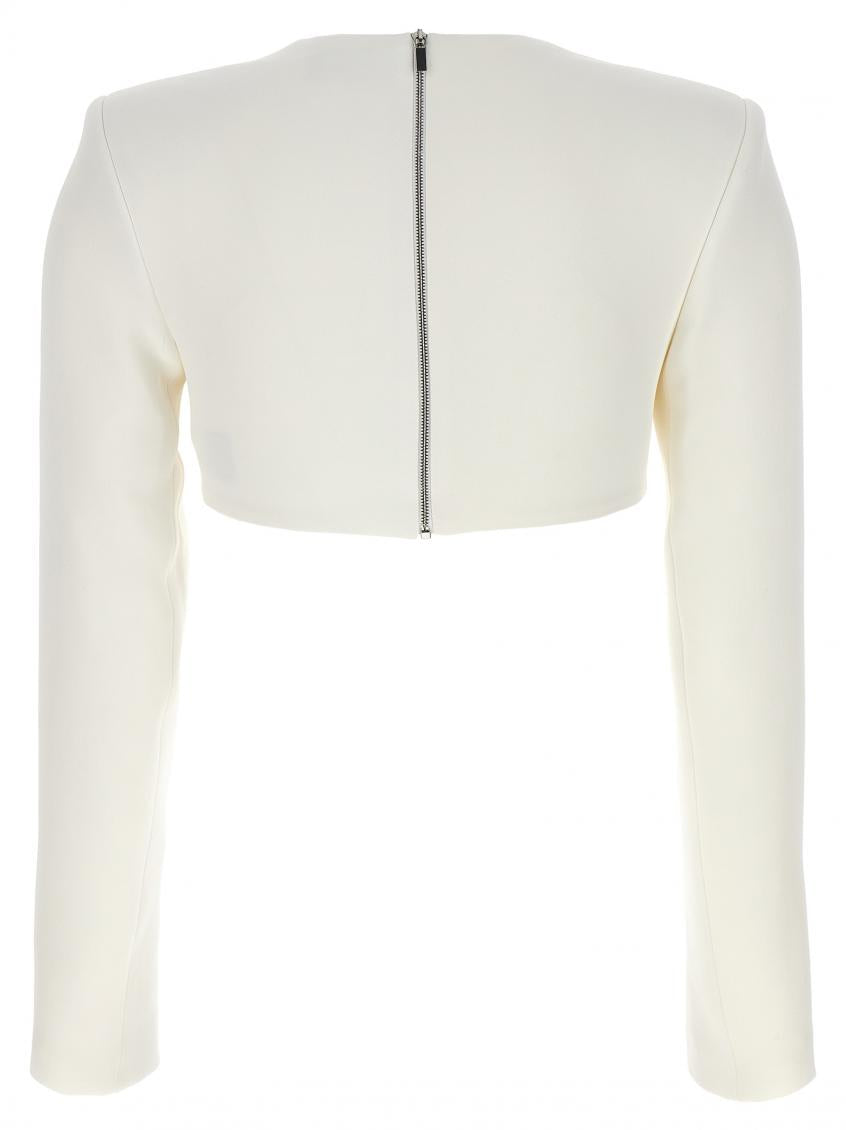 White Top 3D Crystsal Chain and Square Neck 3