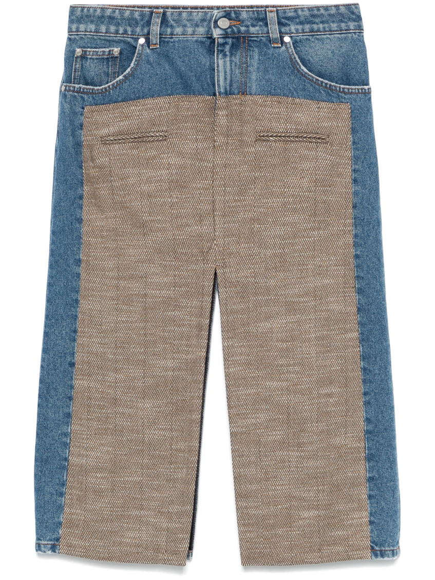 Multicolor Tweed Denim Midi Skirt 1