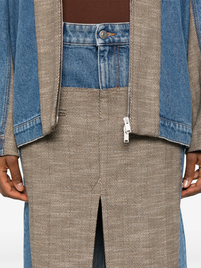 Multicolor Tweed Denim Midi Skirt 5