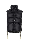 Black Nylon Sleeveless Puff Shiny Jacket 1
